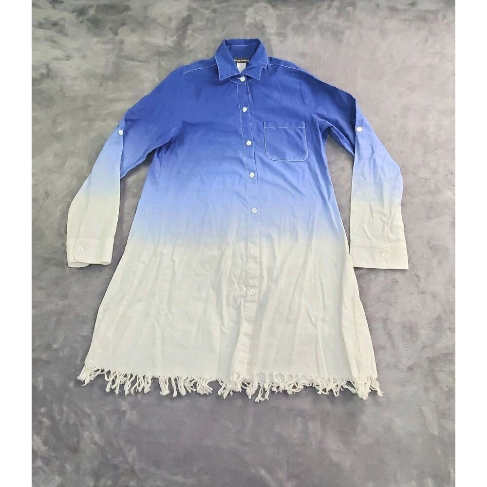 Tommy Bahama Shirt Wms Sz XS Two Toned Linen Long Sleeve Button Up Collard C4